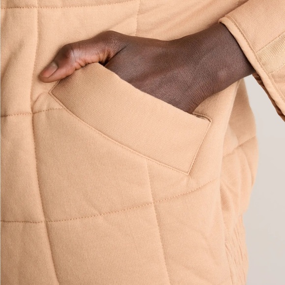 NWT Quince Organic Cotton Quilted Knit Jacket Tan Size XS - Picture 3 of 10